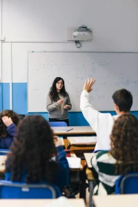 Teacher in a classroom with students